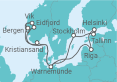 Reiseroute der Kreuzfahrt  Highlights der Nord- und Ostseeküste 2 - AIDA