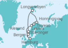 Reiseroute der Kreuzfahrt  Norwegen mit Spitzbergen & Lofoten - AIDA