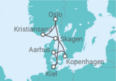 Reiseroute der Kreuzfahrt  Skandinavische Highlights ab Kiel - AIDA