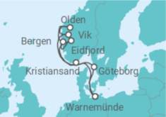 Reiseroute der Kreuzfahrt  Norwegens Fjorde ab Warnemünde 1 - AIDA