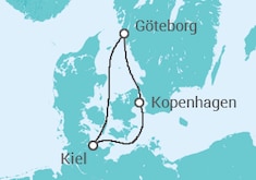 Reiseroute der Kreuzfahrt  Kurzreise nach Göteborg & Kopenhagen ab Kiel - AIDA