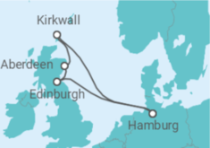 Reiseroute der Kreuzfahrt  Schottland ab Hamburg - AIDA