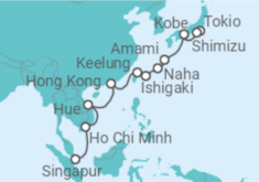Reiseroute der Kreuzfahrt  Japan, Taiwan, Vietnam & Hongkong 2 - AIDA