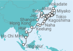 Reiseroute der Kreuzfahrt  Weltenbummler von Shanghai nach Singapur - AIDA