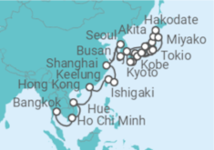 Reiseroute der Kreuzfahrt  Weltenbummler von Bangkok nach Tokio - AIDA