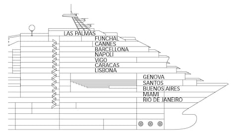 Profil der Decks des Costa Fortuna