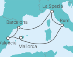 Reiseroute der Kreuzfahrt  7 Nächte - Bella Italia & spanische Fiesta - ab/bis Palma - Mein Schiff
