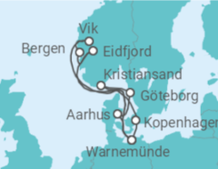 Reiseroute der Kreuzfahrt  Norwegen & Dänemark ab Warnemünde - AIDA