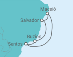 Reiseroute der Kreuzfahrt  Brasilien - MSC Cruises
