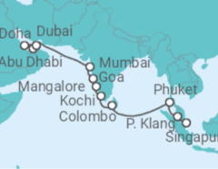 Reiseroute der Kreuzfahrt  Von Singapur nach Doha (Qatar) - NCL Norwegian Cruise Line