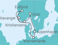 Reiseroute der Kreuzfahrt  Norwegen, Dänemark - MSC Cruises