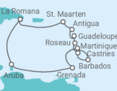 Reiseroute der Kreuzfahrt  Karibische Inseln ab La Romana - AIDA