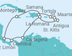Reiseroute der Kreuzfahrt  Karibik & Mittelamerika ab Dominikanische Republik - AIDA