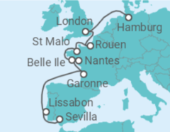 Reiseroute der Kreuzfahrt  Europas Flüsse - Kulturkurs auf sieben Flüssen - Hapag-Lloyd Cruises