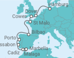 Reiseroute der Kreuzfahrt  Von der Elbe bis ins Mittelmeer - Hapag-Lloyd Cruises