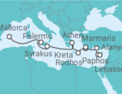 Reiseroute der Kreuzfahrt  Historische Highlights im östlichen Mittelmeer - Hapag-Lloyd Cruises