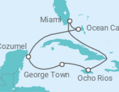 Reiseroute der Kreuzfahrt  Jamaika, Kaimaninseln, Mexiko - MSC Cruises