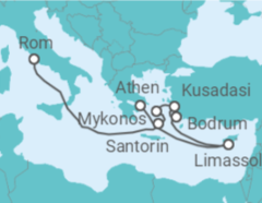 Reiseroute der Kreuzfahrt  Griechenland, Türkei, Zypern - Royal Caribbean