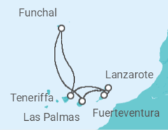 Reiseroute der Kreuzfahrt  Kanaren & Madeira ab Teneriffa mit Flug - AIDA