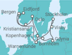 Reiseroute der Kreuzfahrt  Norwegen, Dänemark, Deutschland, Polen, Schweden - MSC Cruises