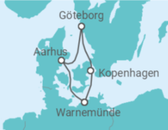 Reiseroute der Kreuzfahrt  Kurzreise Schweden & Dänemark 2 - AIDA