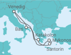 Reiseroute der Kreuzfahrt  Italien, Griechenland - Costa Kreuzfahrten