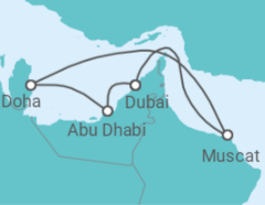 Reiseroute der Kreuzfahrt  Vereinigte Arabische Emirate, Oman, Katar - Costa Kreuzfahrten