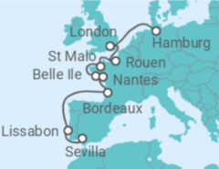 Reiseroute der Kreuzfahrt  Europas Flüsse – Premierenroute auf sieben Flüssen - Hapag-Lloyd Cruises