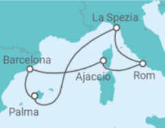 Reiseroute der Kreuzfahrt  Mediterrane Schätze ab Mallorca - AIDA