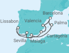 Reiseroute der Kreuzfahrt  Spanien & Portugal - AIDA
