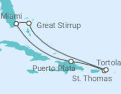 Reiseroute der Kreuzfahrt  Amerikanische Jungferninseln, Britische Jungferninseln - NCL Norwegian Cruise Line