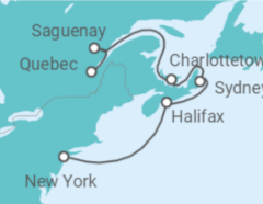 Reiseroute der Kreuzfahrt  Kanada - NCL Norwegian Cruise Line