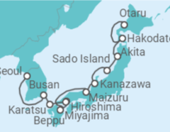 Reiseroute der Kreuzfahrt  Unbekanntes Japan und Südkorea – Die Schönheit des Seins in fernöstlicher Welt - Hapag-Lloyd Cruises