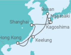 Reiseroute der Kreuzfahrt  14 Nächte - Hongkong mit Japan - Mein Schiff