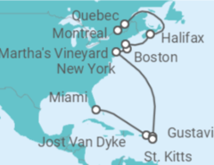 Reiseroute der Kreuzfahrt  Traumziel Karibik und die glanzlichter Nordamerikas - Hapag-Lloyd Cruises