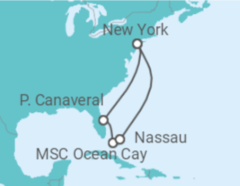 Reiseroute der Kreuzfahrt  USA, Bahamas All-Inclusive Easy - MSC Cruises