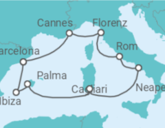 Reiseroute der Kreuzfahrt  Frankreich, Italien, Spanien - NCL Norwegian Cruise Line