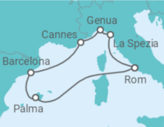 Reiseroute der Kreuzfahrt  Italien, Spanien, Frankreich - MSC Cruises