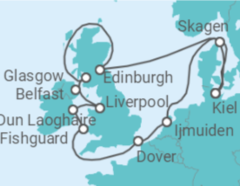 Reiseroute der Kreuzfahrt  Großbritannien & Irland - AIDA