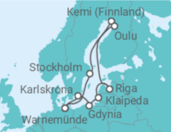 Reiseroute der Kreuzfahrt  Schärengärten der Ostsee - AIDA