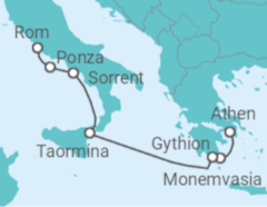 Reiseroute der Kreuzfahrt  Griechenland, Italien - WindStar Cruises