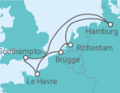 Reiseroute der Kreuzfahrt  Vereinigtes Königreich, Deutschland, Niederlande, Belgien All-Inclusive Easy - MSC Cruises
