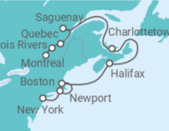 Reiseroute der Kreuzfahrt  Von New York (USA) nach Montreal (Kanada) - Seabourn