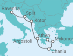 Reiseroute der Kreuzfahrt  Griechenland, Montenegro, Kroatien - Royal Caribbean