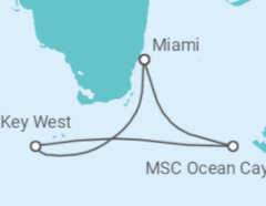 Reiseroute der Kreuzfahrt  Minikreuzfahrt ab Miami - MSC Cruises