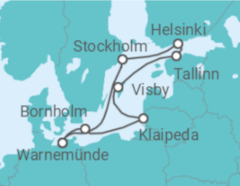 Reiseroute der Kreuzfahrt  10 Nächte - Ostsee mit Helsinki & Tallinn - Mein Schiff