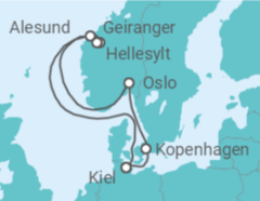 Reiseroute der Kreuzfahrt  7 Nächte - Norwegen mit Oslo - Mein Schiff