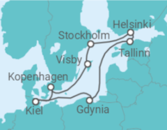 Reiseroute der Kreuzfahrt  10 Nächte - Ostsee mit Helsinki & Visby - Mein Schiff