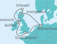 Reiseroute der Kreuzfahrt  10 Nächte - Großbritannien mit Orkney-Inseln - Mein Schiff