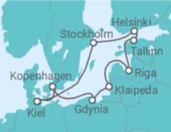 Reiseroute der Kreuzfahrt  12 Nächte - Ostsee mit Stockholm - Mein Schiff